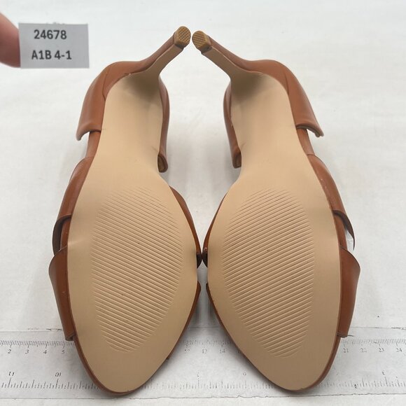 Pazzion Brown Open Almond Toe High Heeled D'Orsay Slip On Stiletto Heel Pumps - Picture 7 of 8